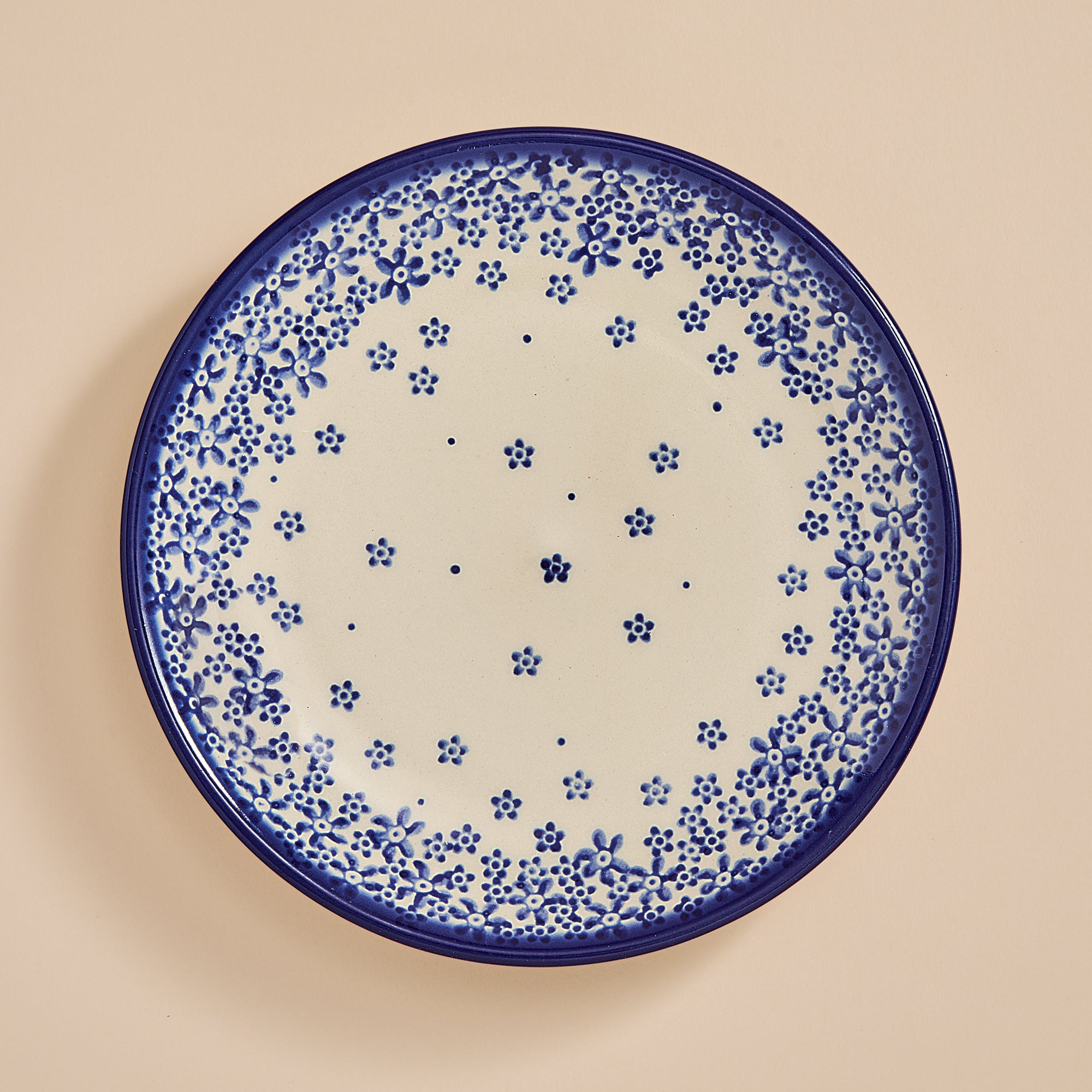 Polish Pottery Ditsy Blue Floral Small Plate