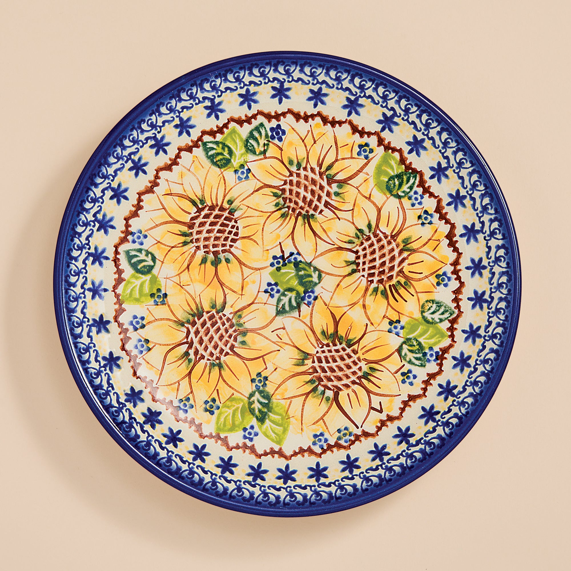 Polish Pottery Sunflower Blooms Small Plate