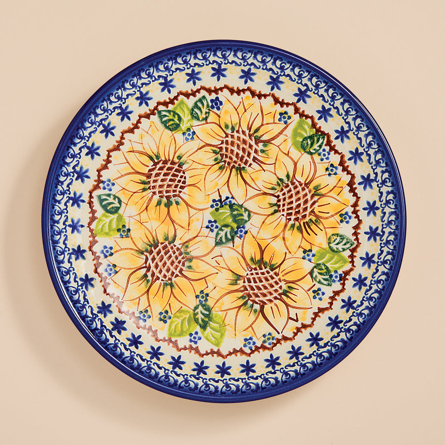 Polish Pottery Sunflower Blooms Small Plate (Preorder)