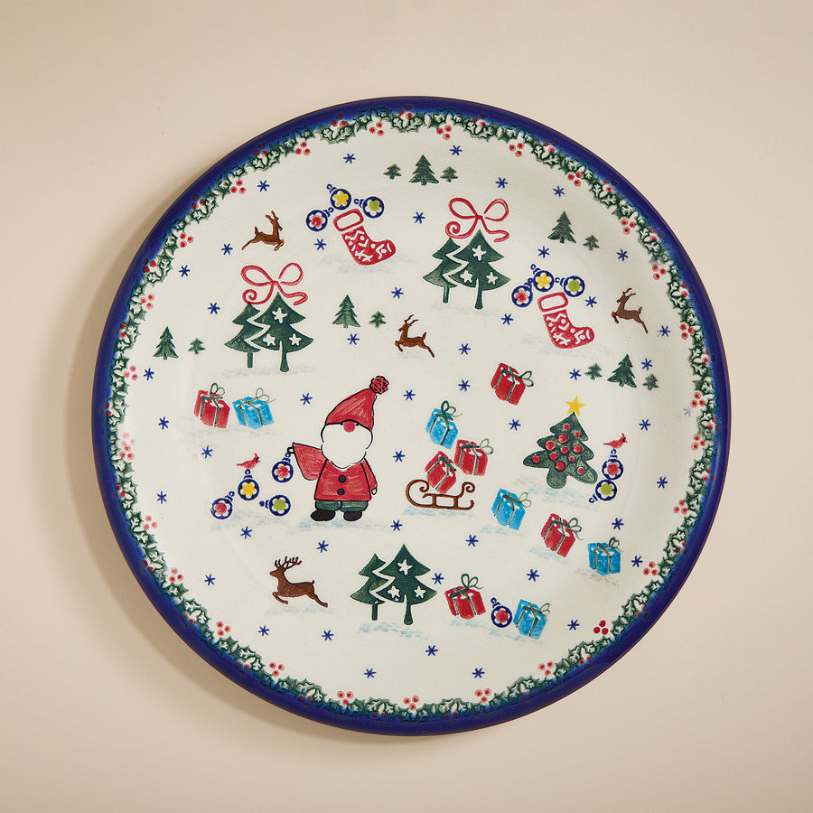 Polish Pottery Holly Jolly Dinner Plate