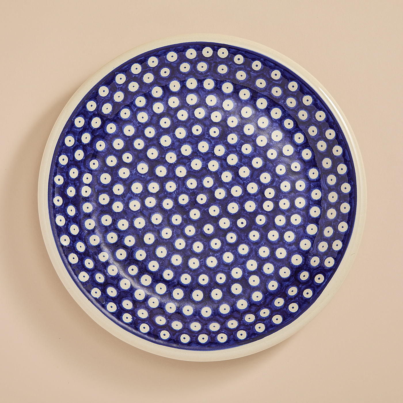 Polish Pottery Blue Dots Dinner Plate