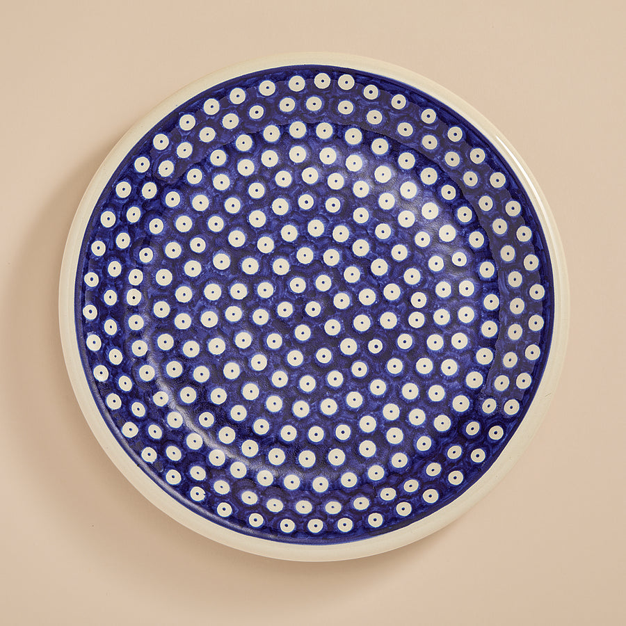 Polish Pottery Blue Dots Dinner Plate