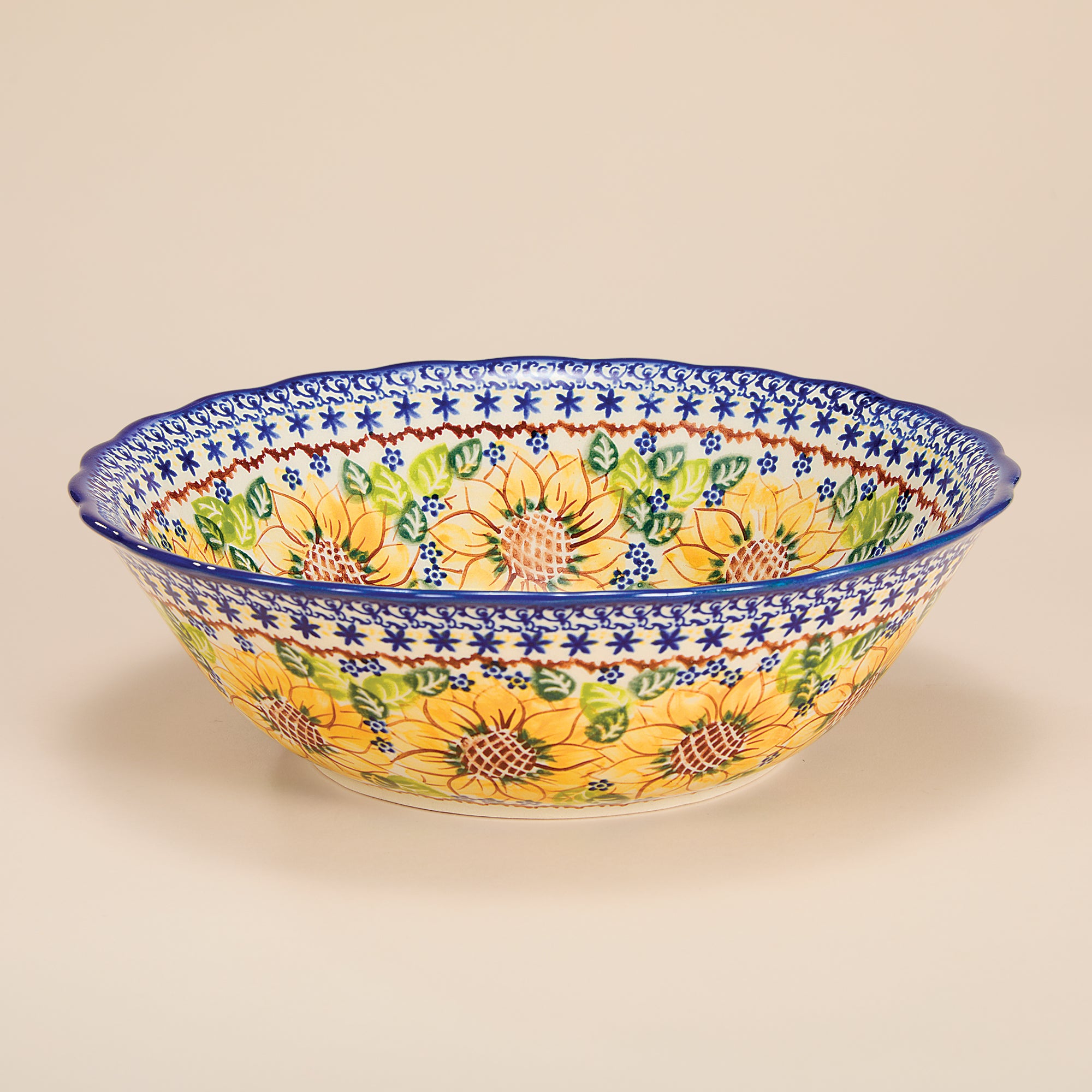 Polish Pottery Sunflower Blooms Serving Bowl (Preorder)