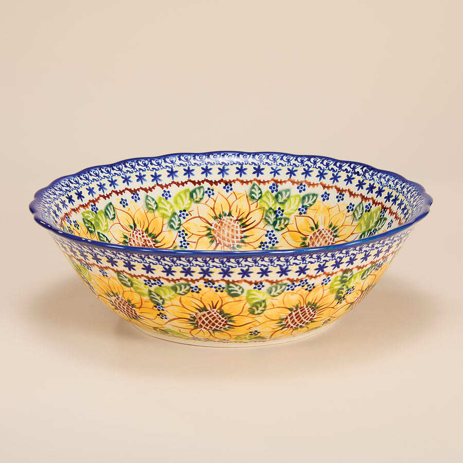 Polish Pottery Sunflower Blooms Serving Bowl (Preorder)