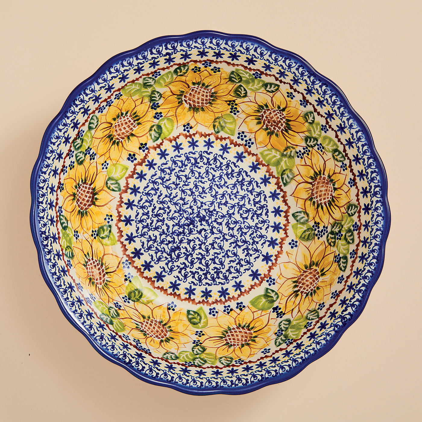 Polish Pottery Sunflower Blooms Serving Bowl (Preorder)