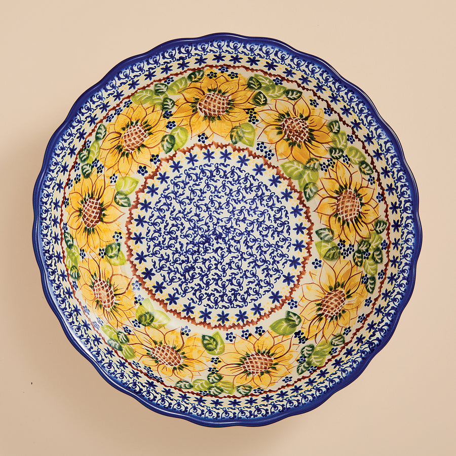 Polish Pottery Sunflower Blooms Serving Bowl (Preorder)
