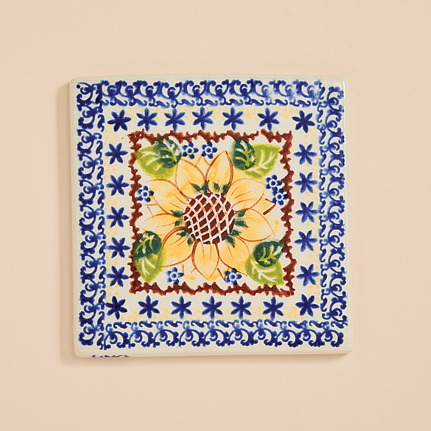 Polish Pottery Sunflower Blooms Trivet (Preorder)