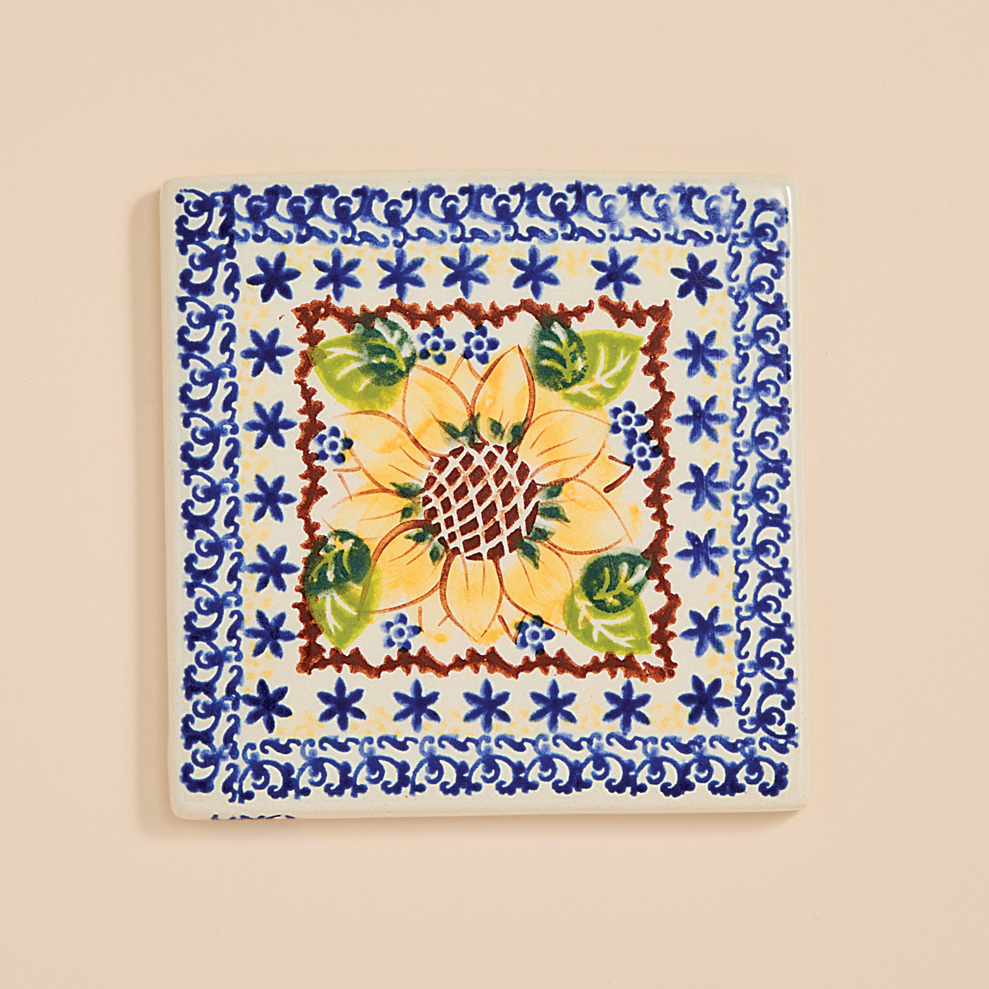 Polish Pottery Sunflower Blooms Trivet (Preorder)