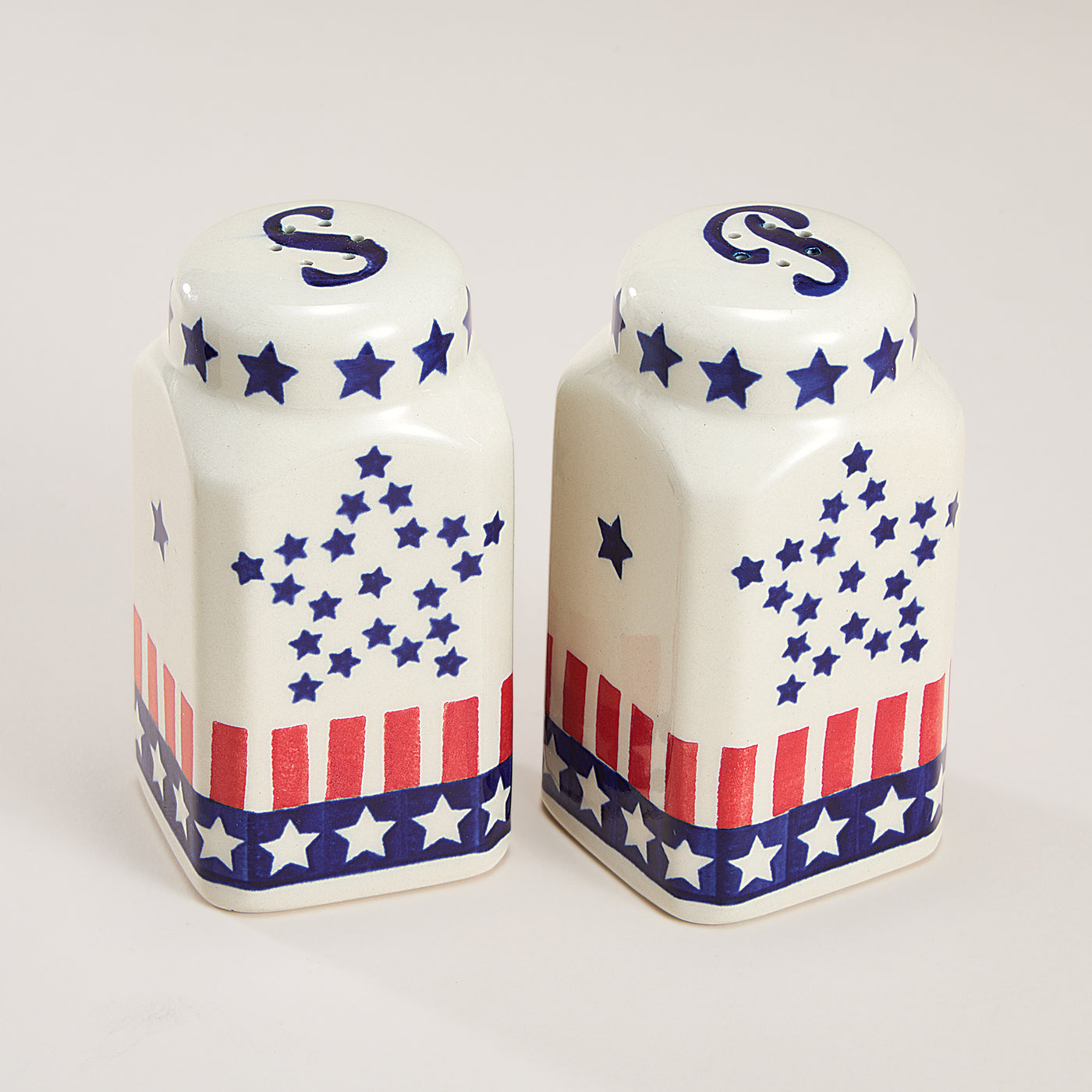 Polish Pottery Star Spangled Salt & Pepper Shakers