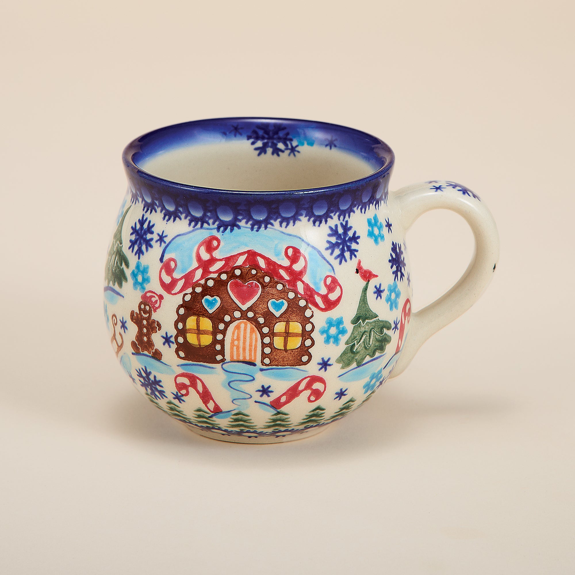 Polish Pottery Gingerbread Village Bubble Mug, 11oz.