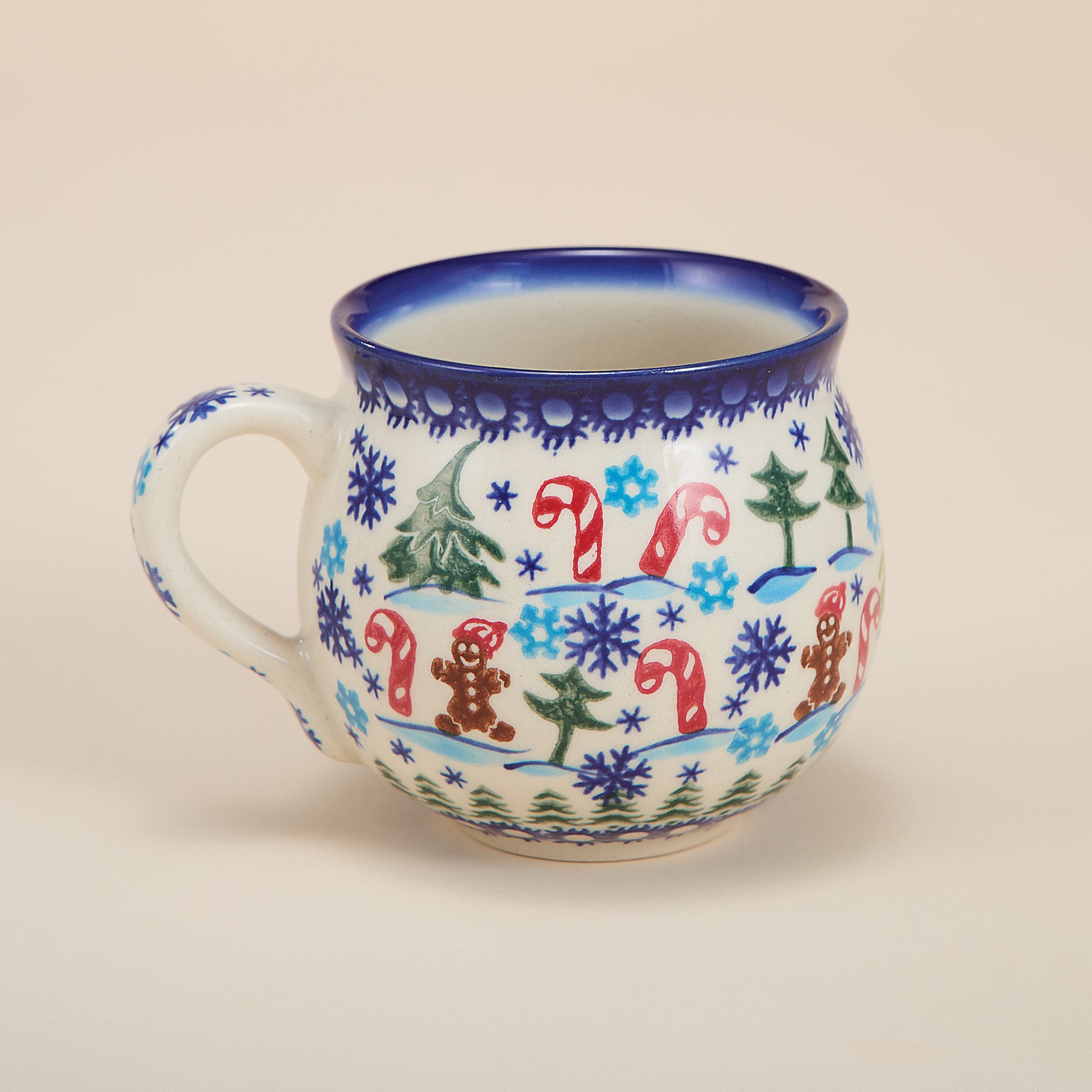 Polish Pottery Gingerbread Village Bubble Mug, 11oz.