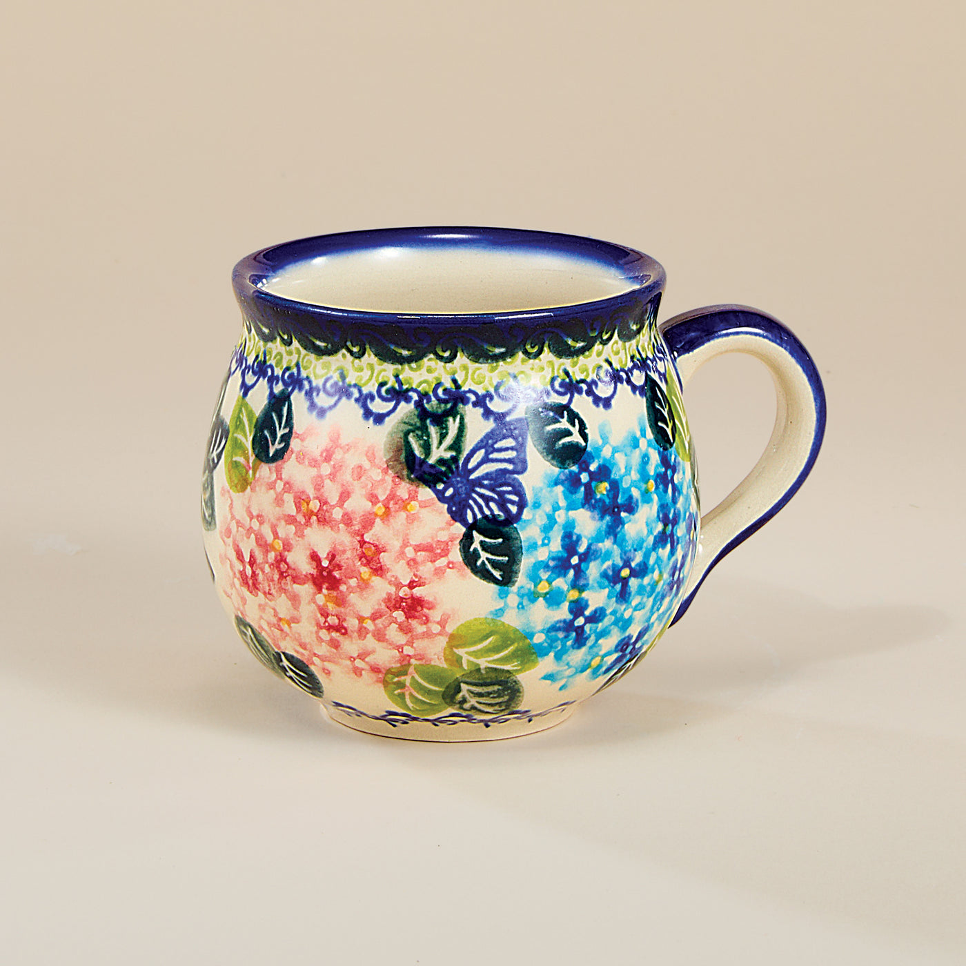Polish Pottery Hydrangea Haven Bubble Mug, 11oz.
