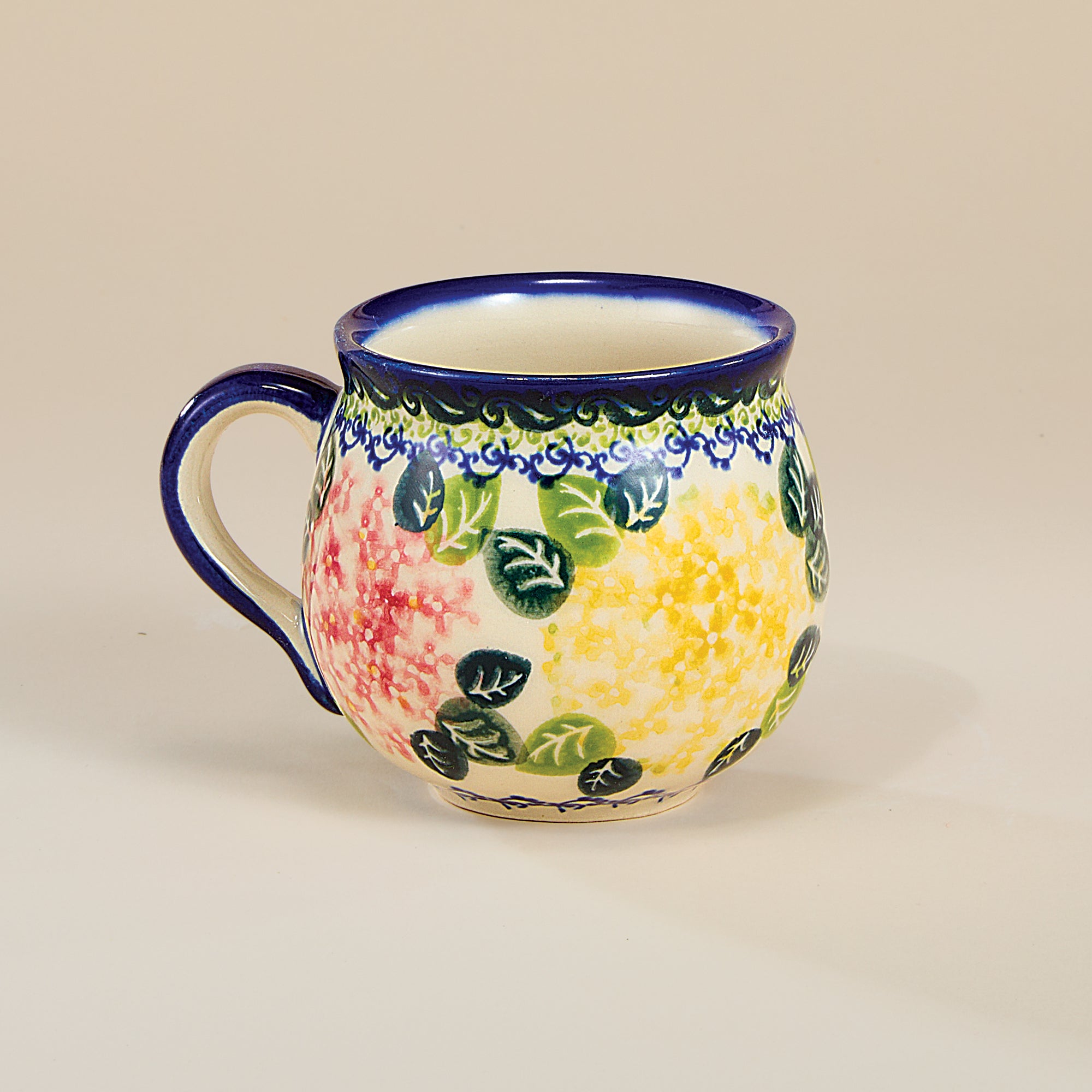 Polish Pottery Hydrangea Haven Bubble Mug, 11oz.