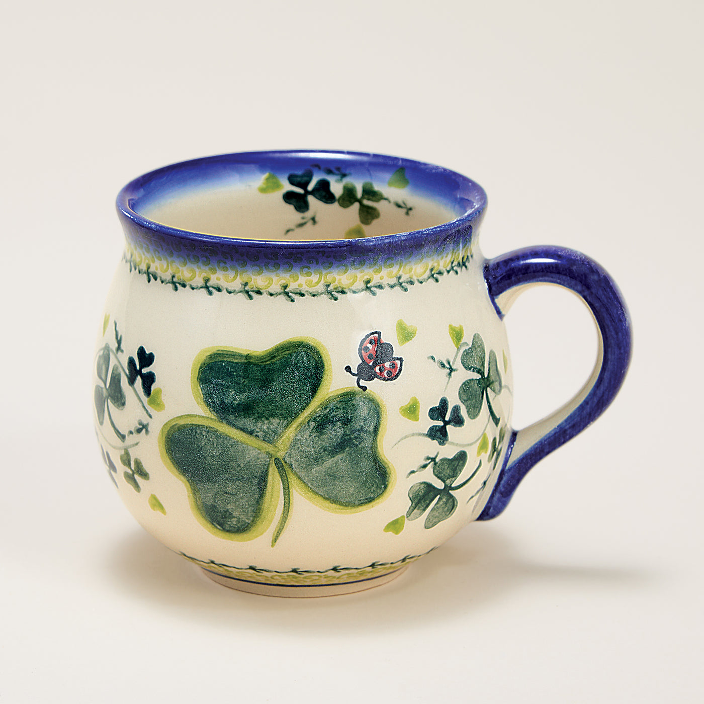 Polish Pottery Lucky Ladybug Mug & Plate Set