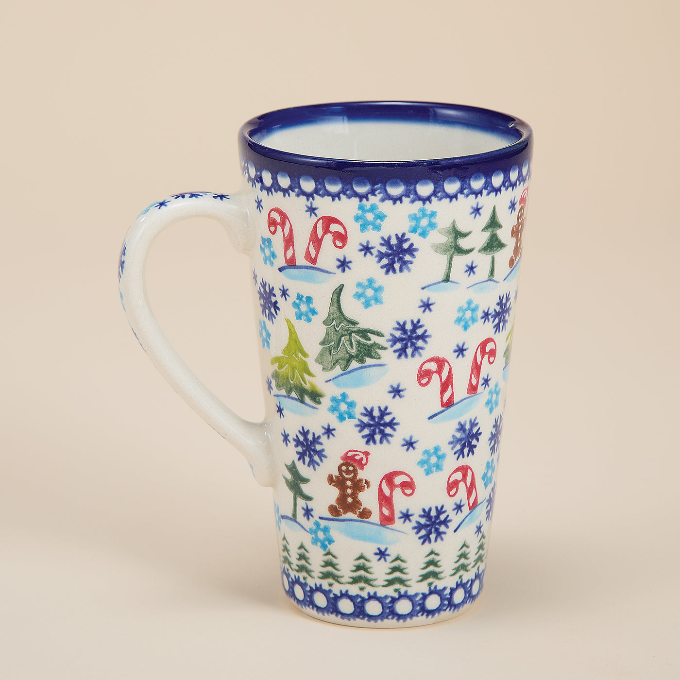 Polish Pottery Gingerbread Village Tall Mug, 18oz.