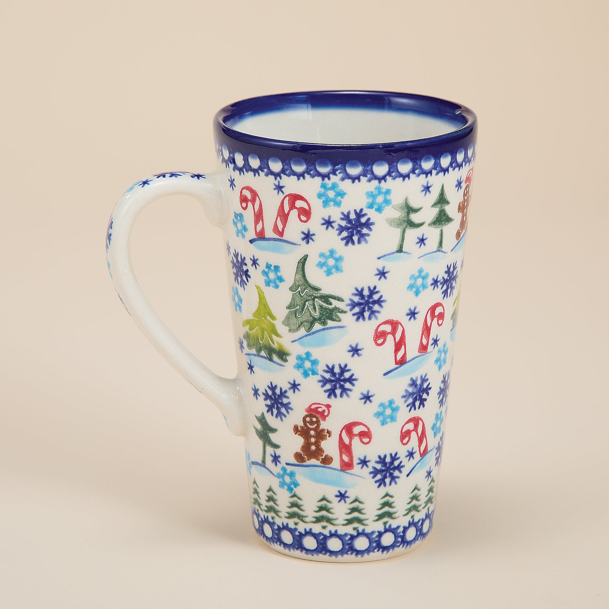 Polish Pottery Gingerbread Village Tall Mug, 18oz.