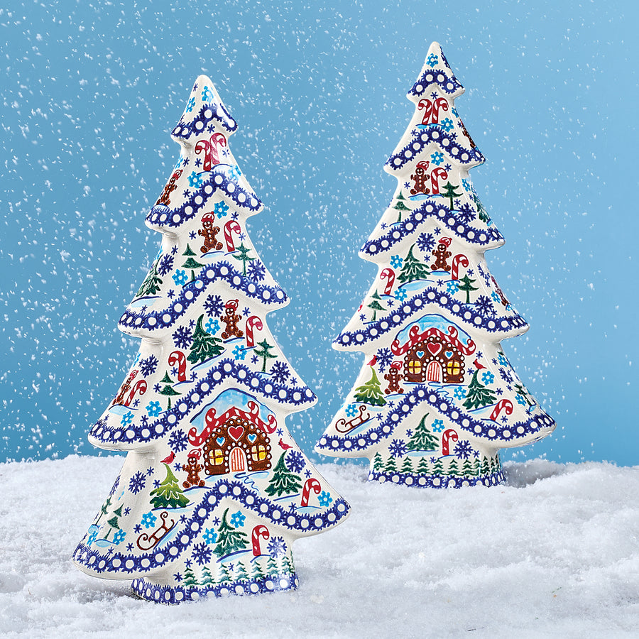Polish Pottery Gingerbread Village Tree Sculpture