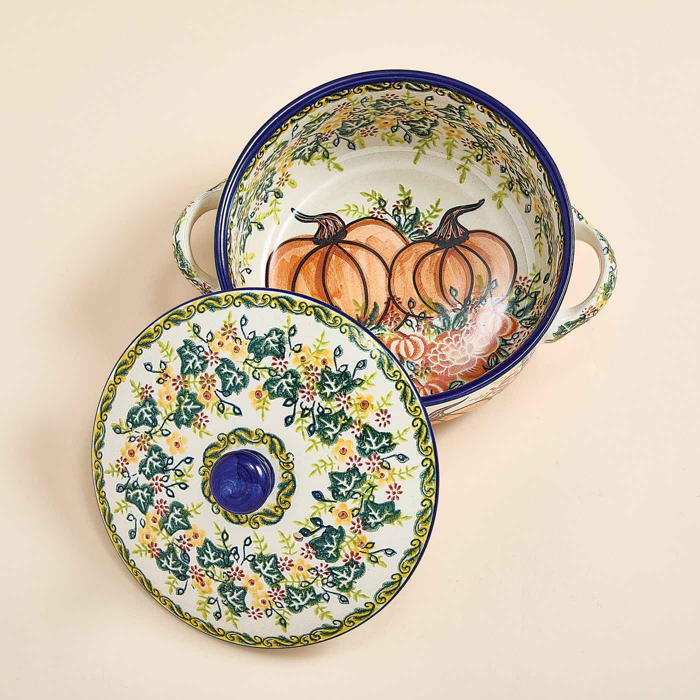 Polish Pottery Harvest Patch Lidded Crock