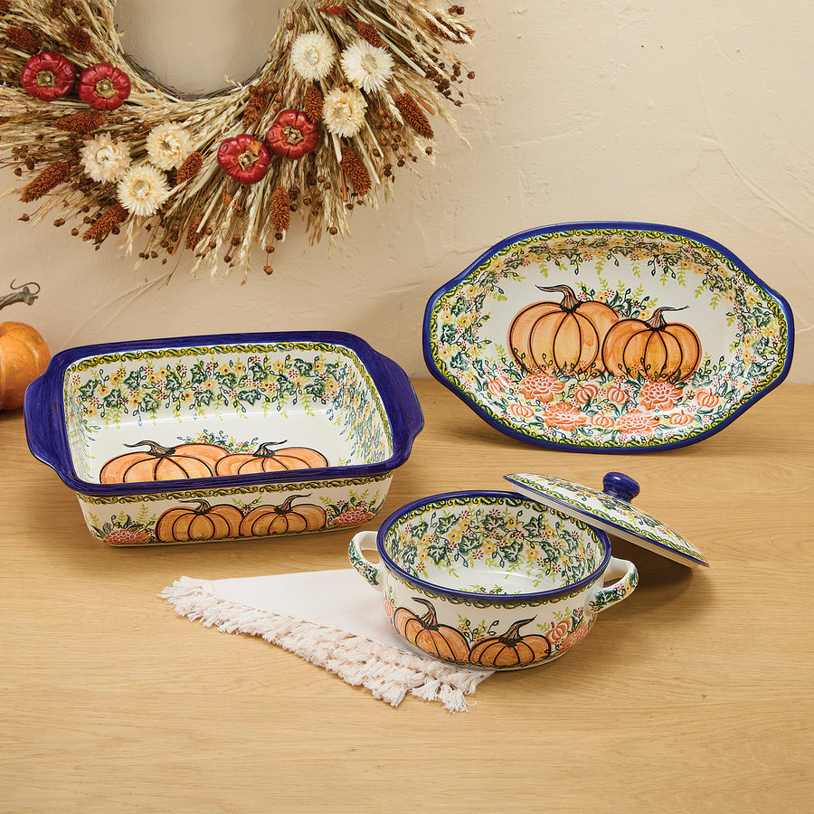 Polish Pottery Harvest Patch Lidded Crock