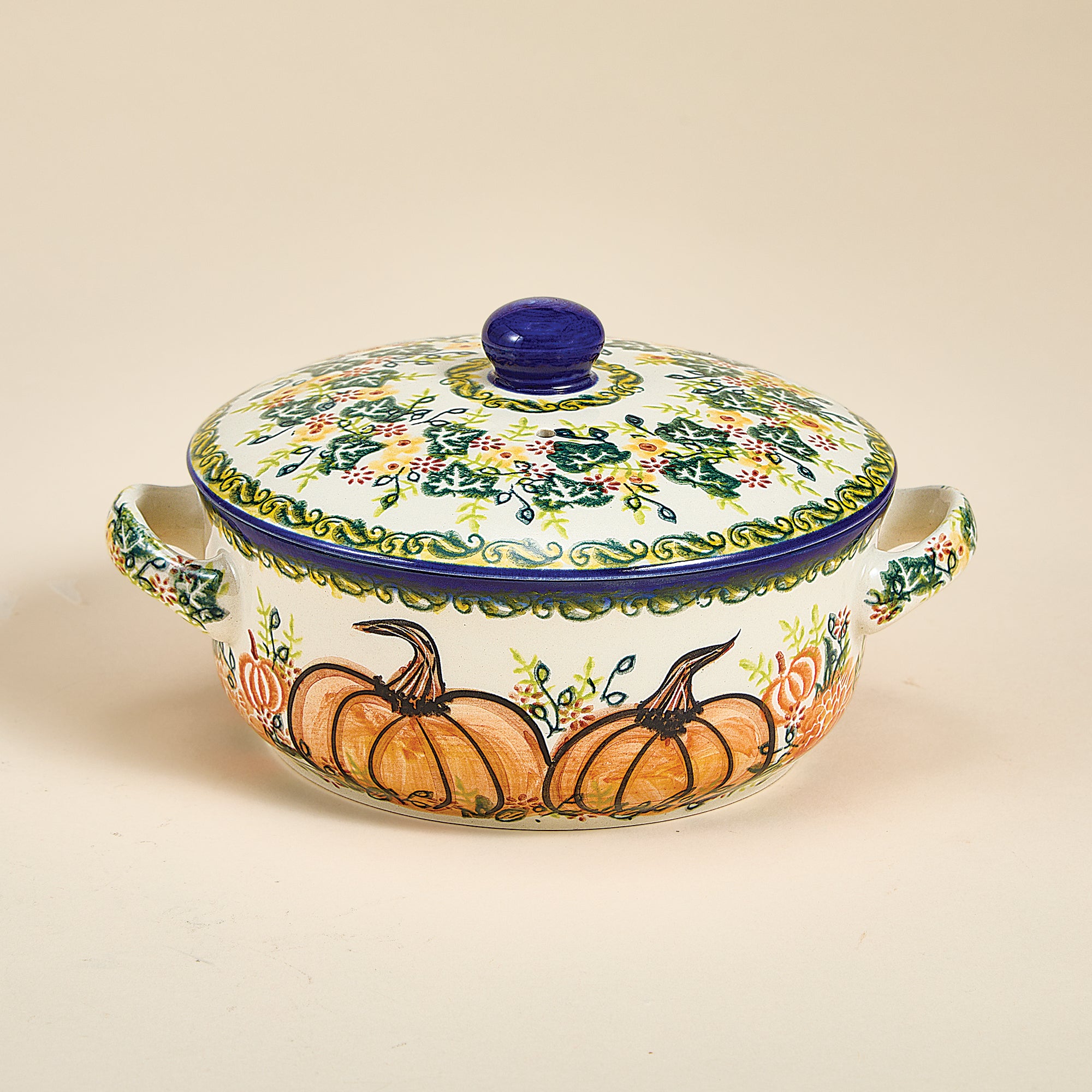 Polish Pottery Harvest Patch Lidded Crock