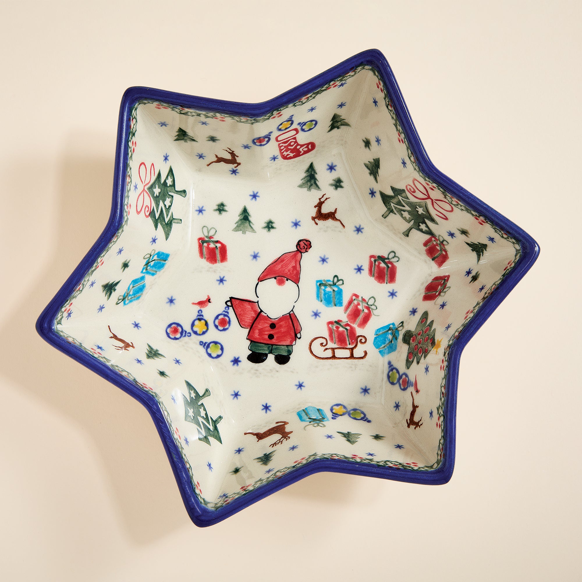 Polish Pottery Holly Jolly Star Bowl