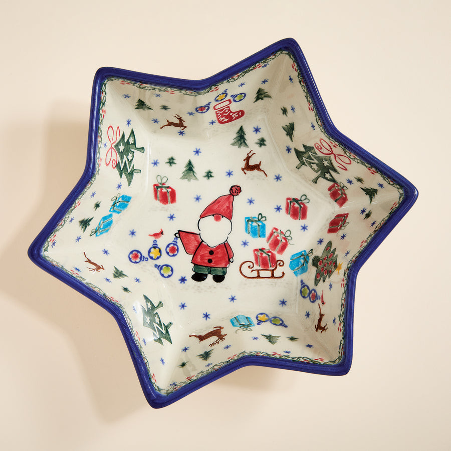 Polish Pottery Holly Jolly Star Bowl