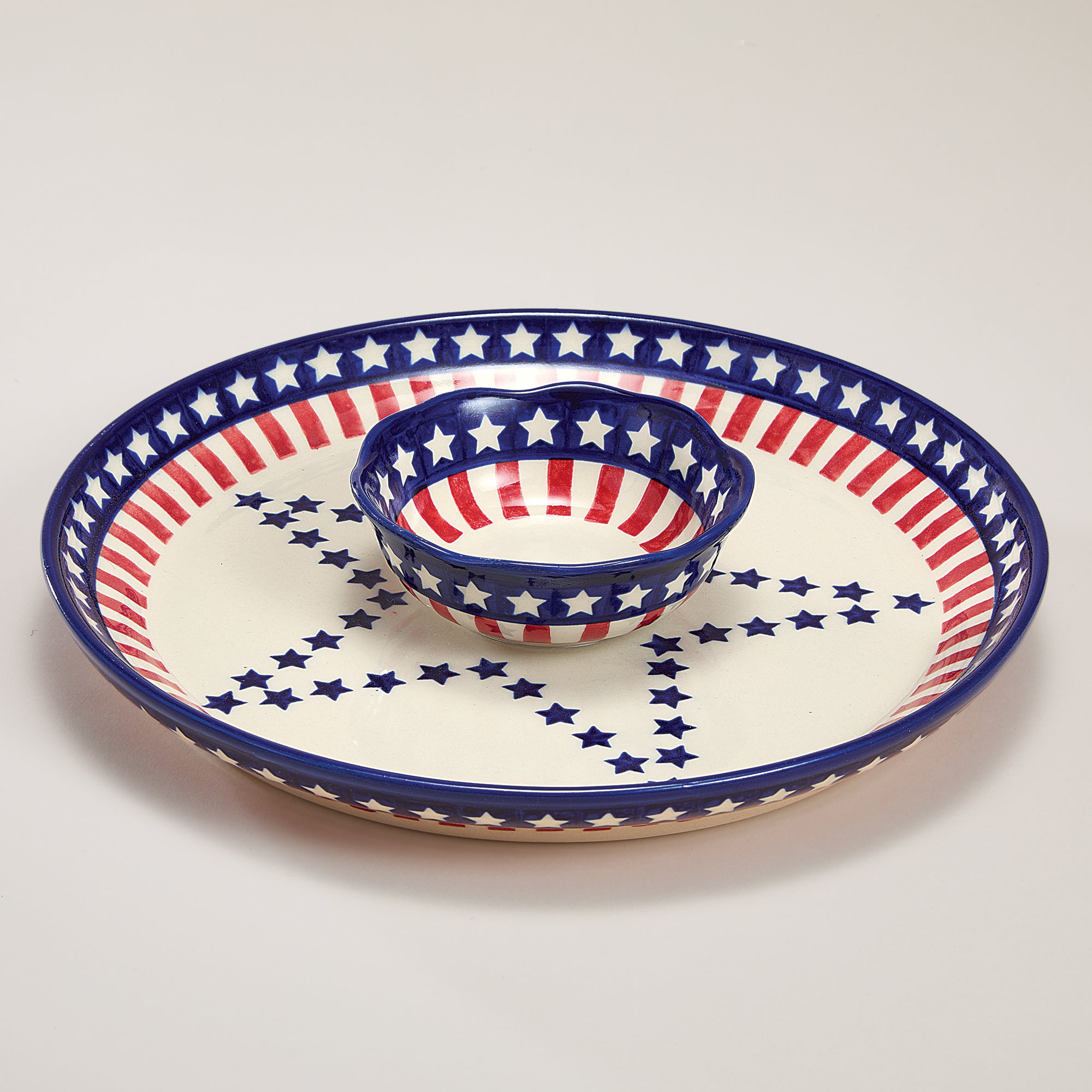 Polish Pottery Star Spangled Chip & Dip