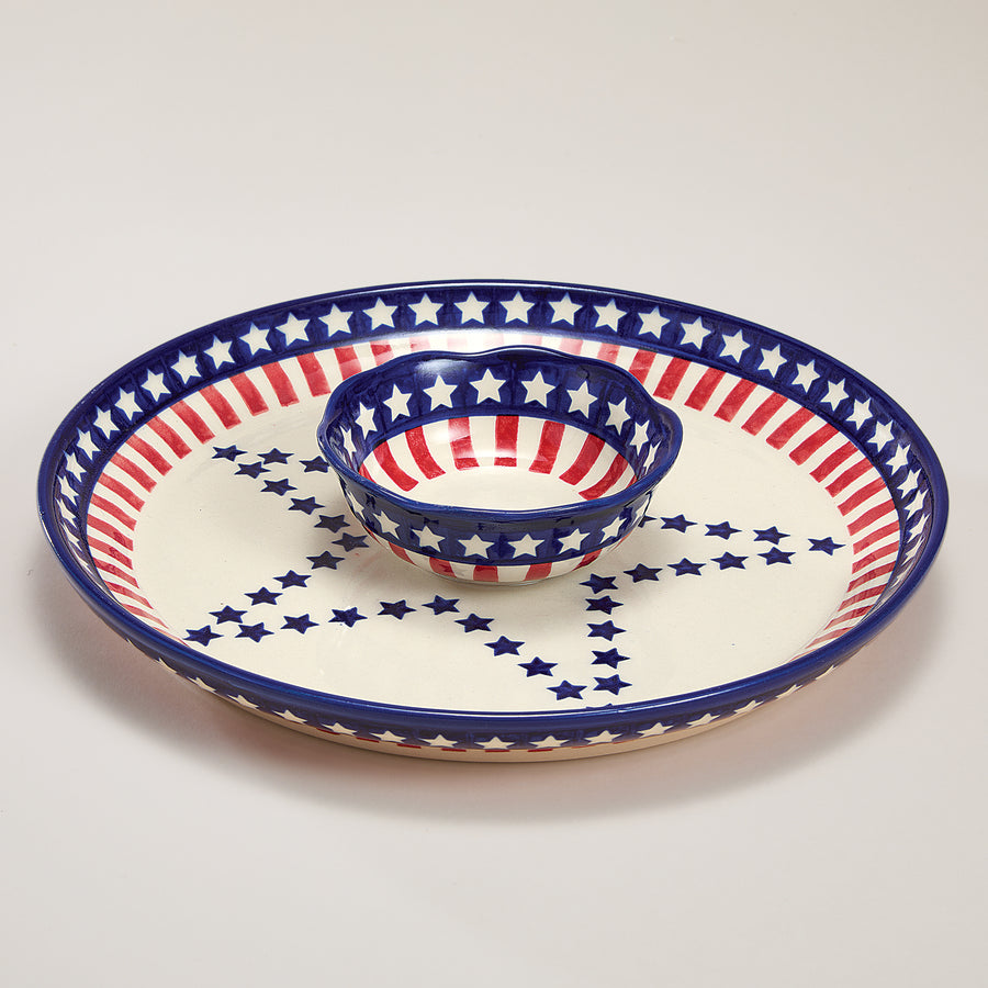Polish Pottery Star Spangled Chip & Dip