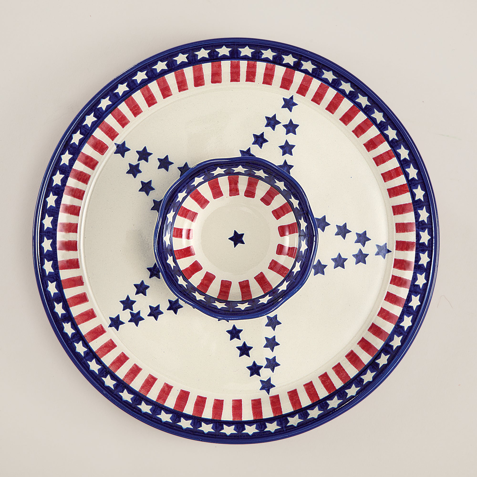Polish Pottery Star Spangled Chip & Dip