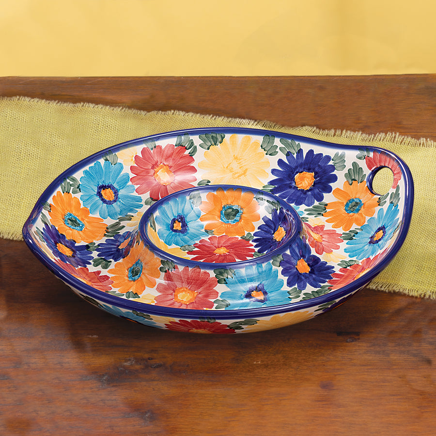 Polish Pottery Blooming Beauty Chip & Dip Platter