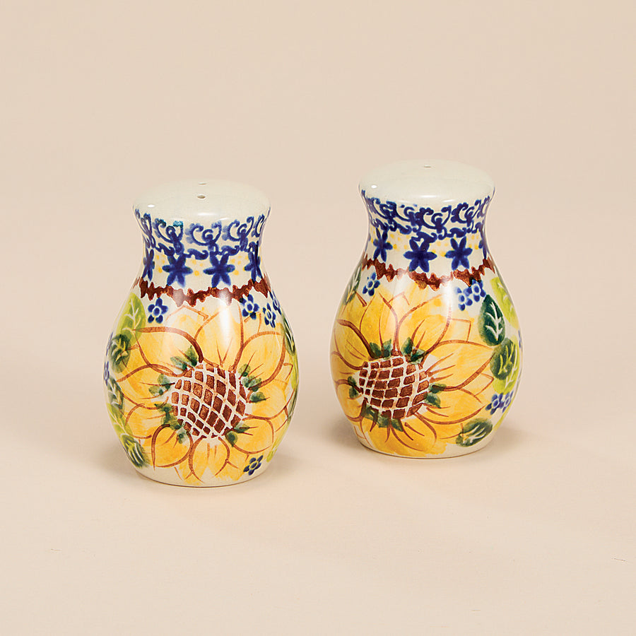 Polish Pottery Sunflower Blooms Salt & Pepper Shakers (Preorder)