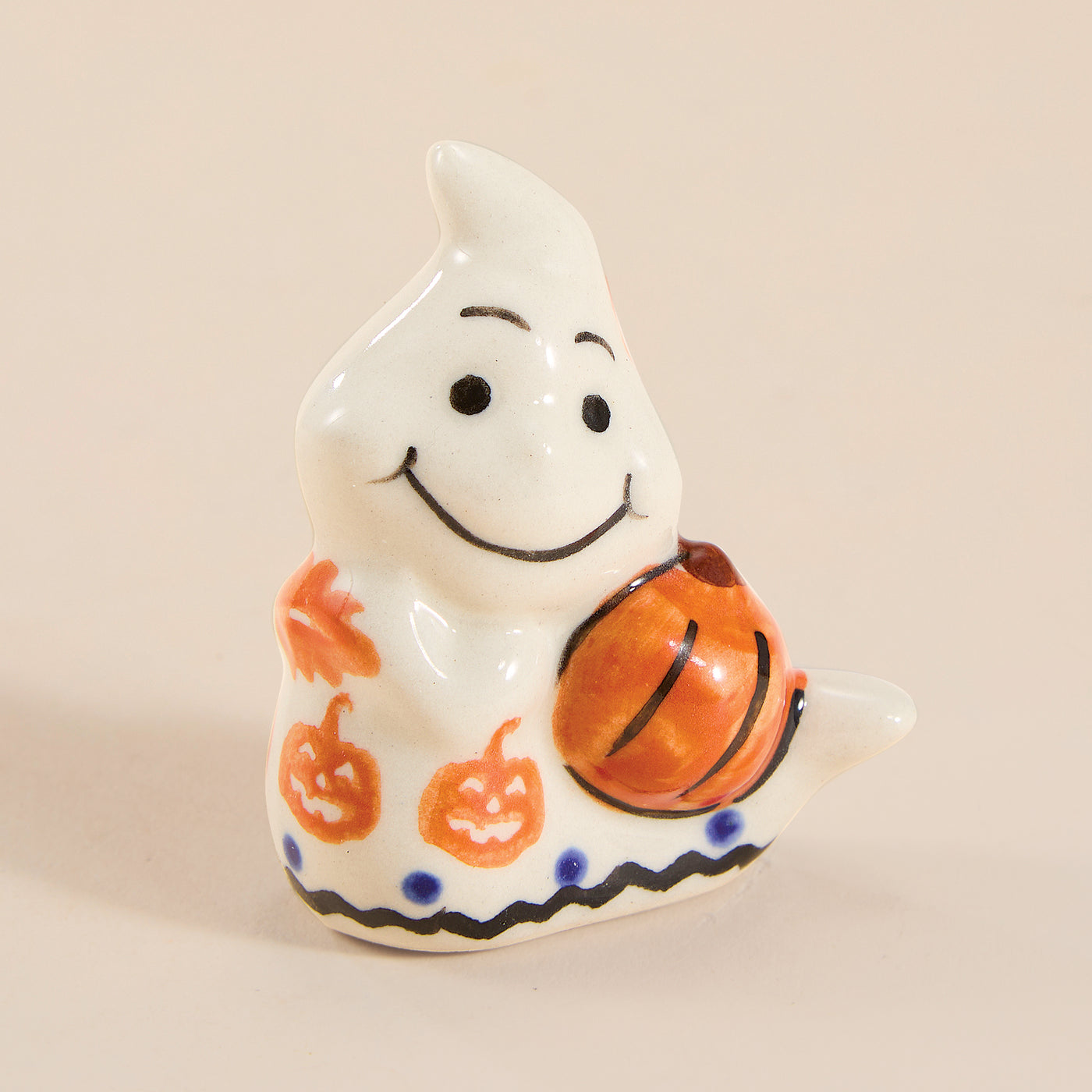 Polish Pottery Black Cat Hollow Small Ghost Figurine (Preorder)