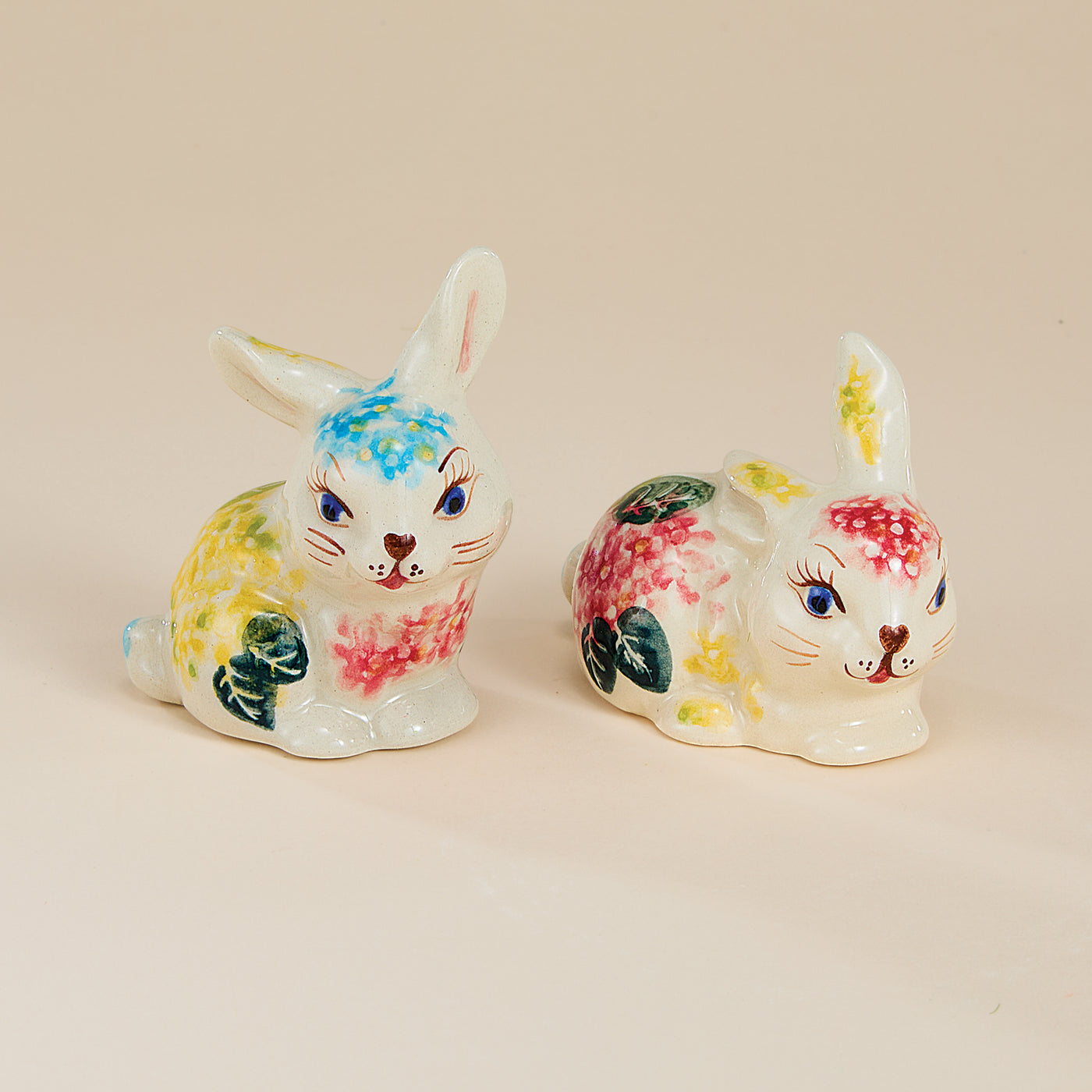 Polish Pottery Hydrangea Haven Small Bunny Figurine