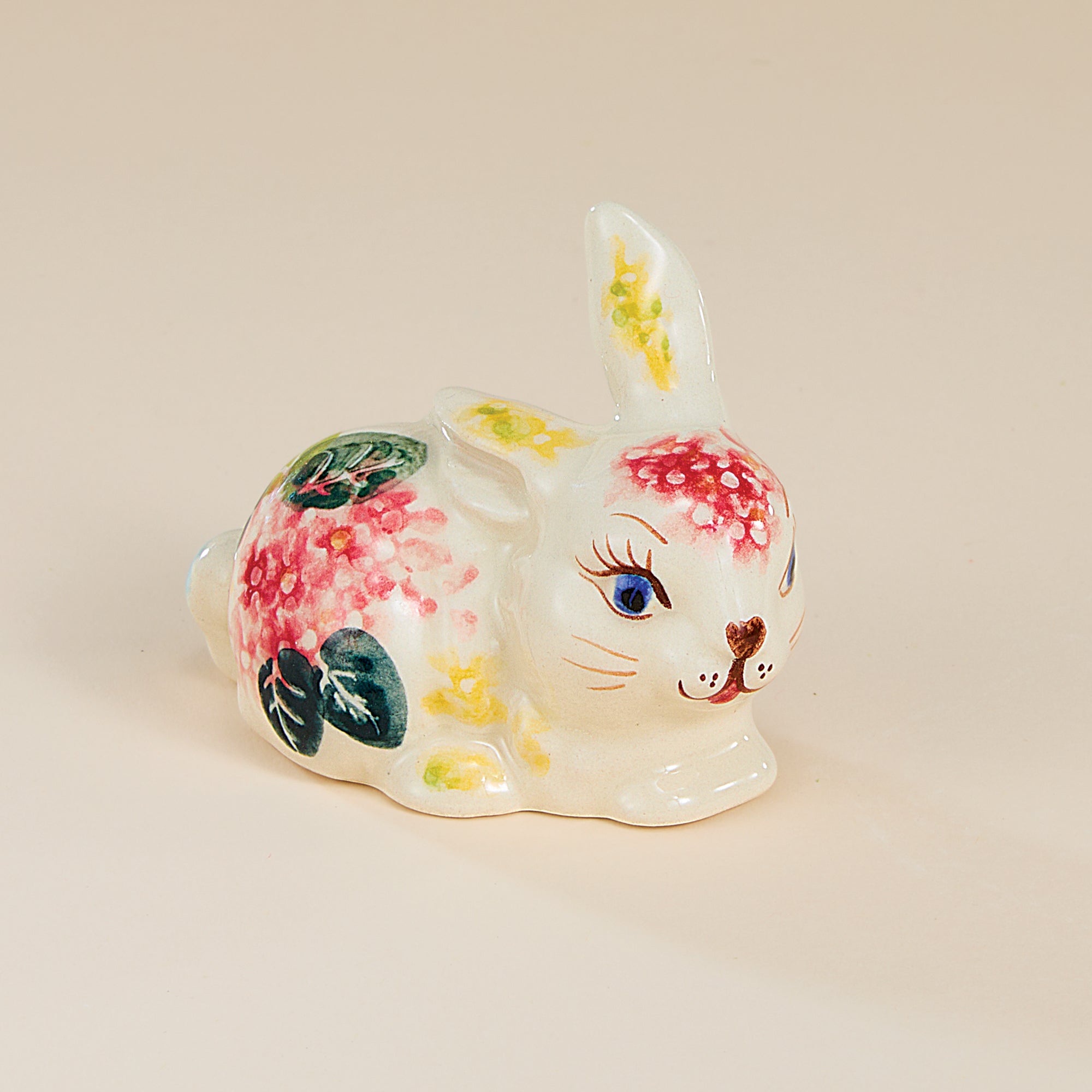 Polish Pottery Hydrangea Haven Lop-Earred Bunny Figurine