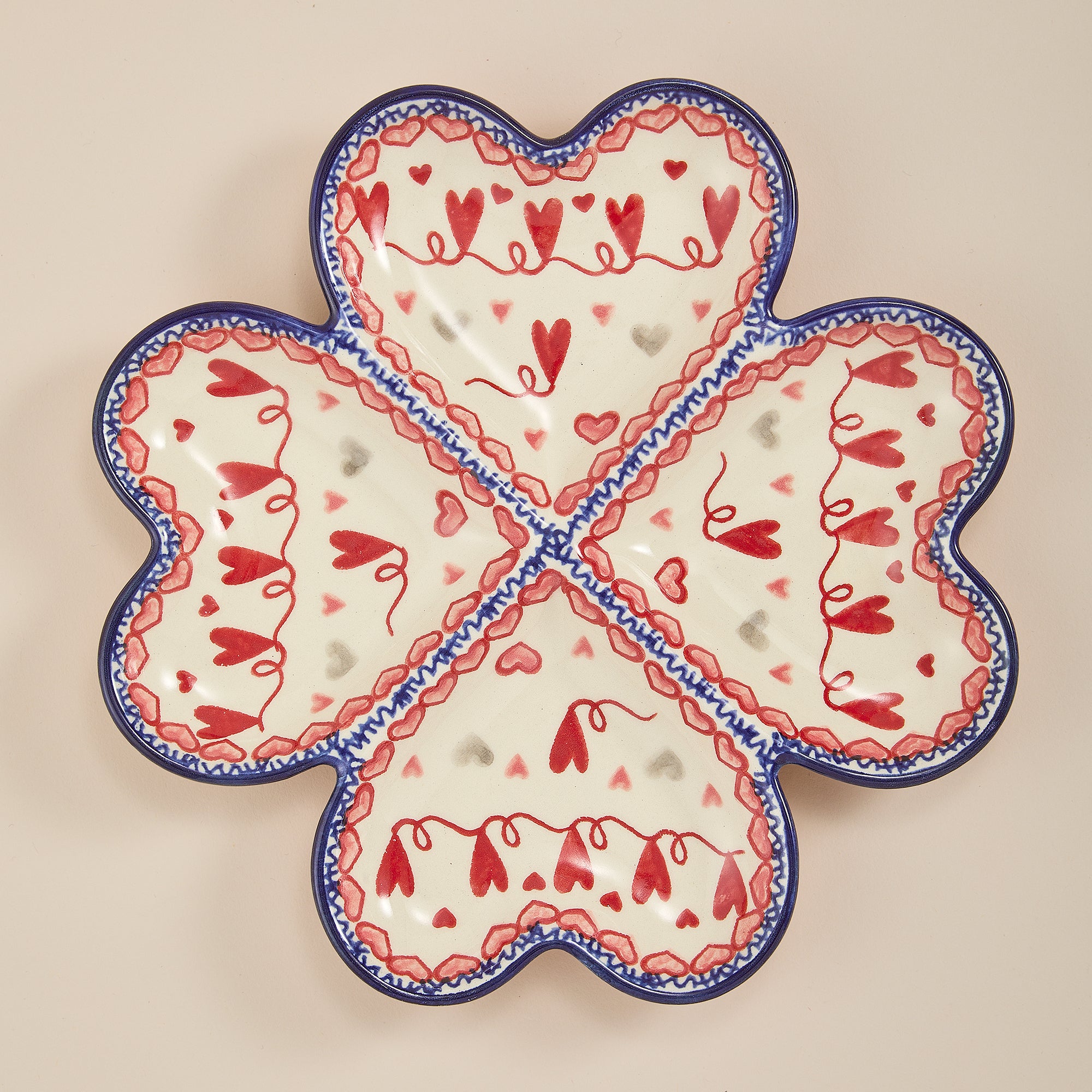 Polish Pottery Follow Your Hearts Sectioned Plate