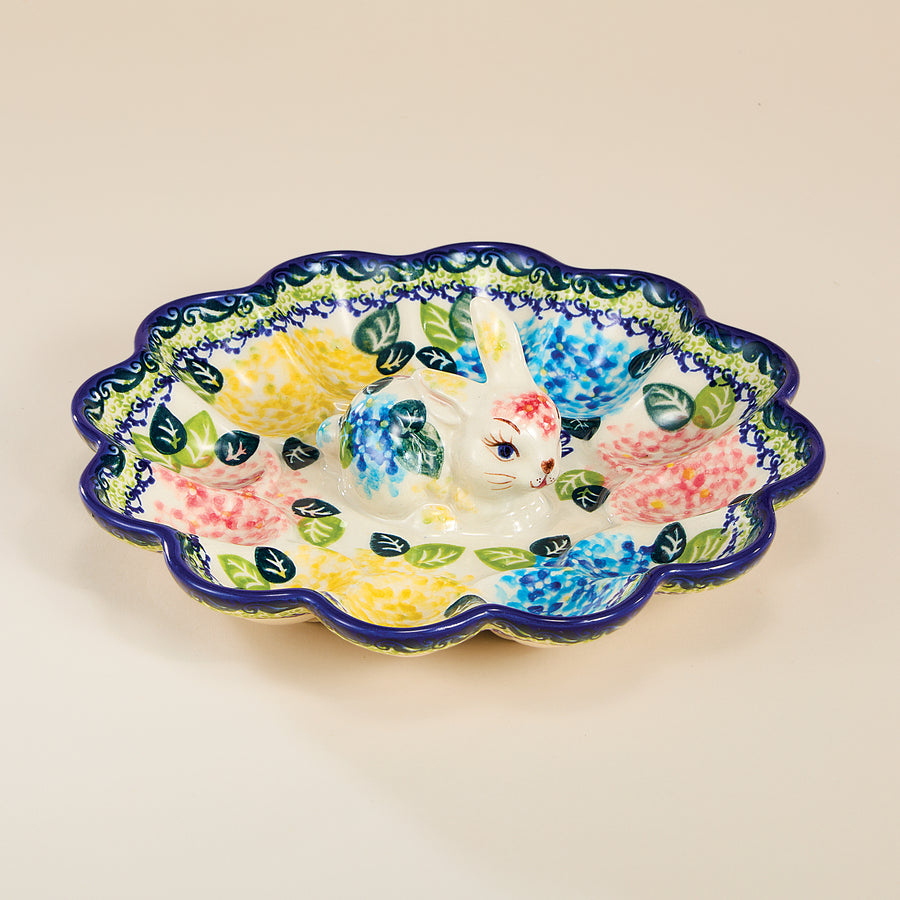 Polish Pottery Hydrangea Haven Egg Platter