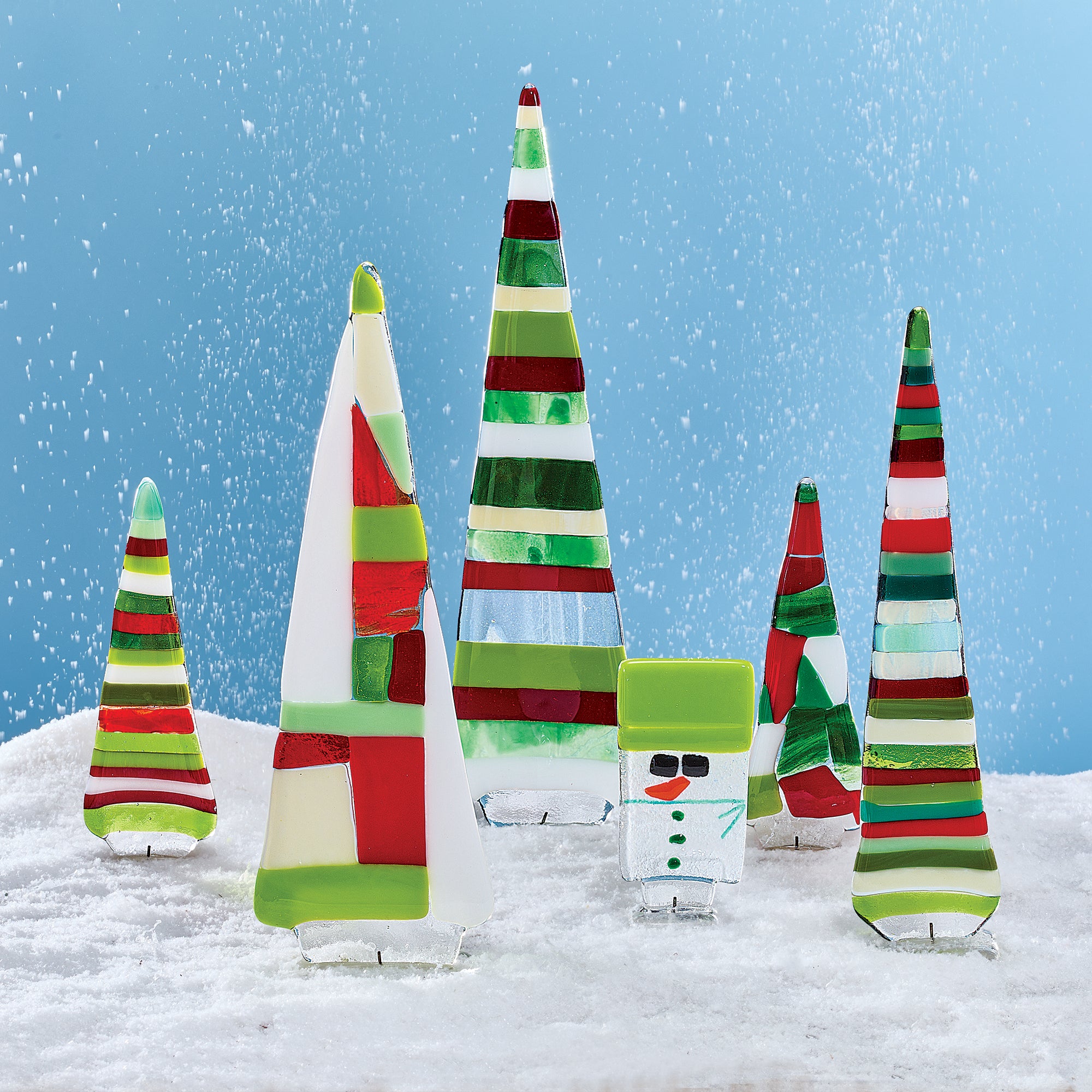 Fused Glass Mini Snowman Figurine