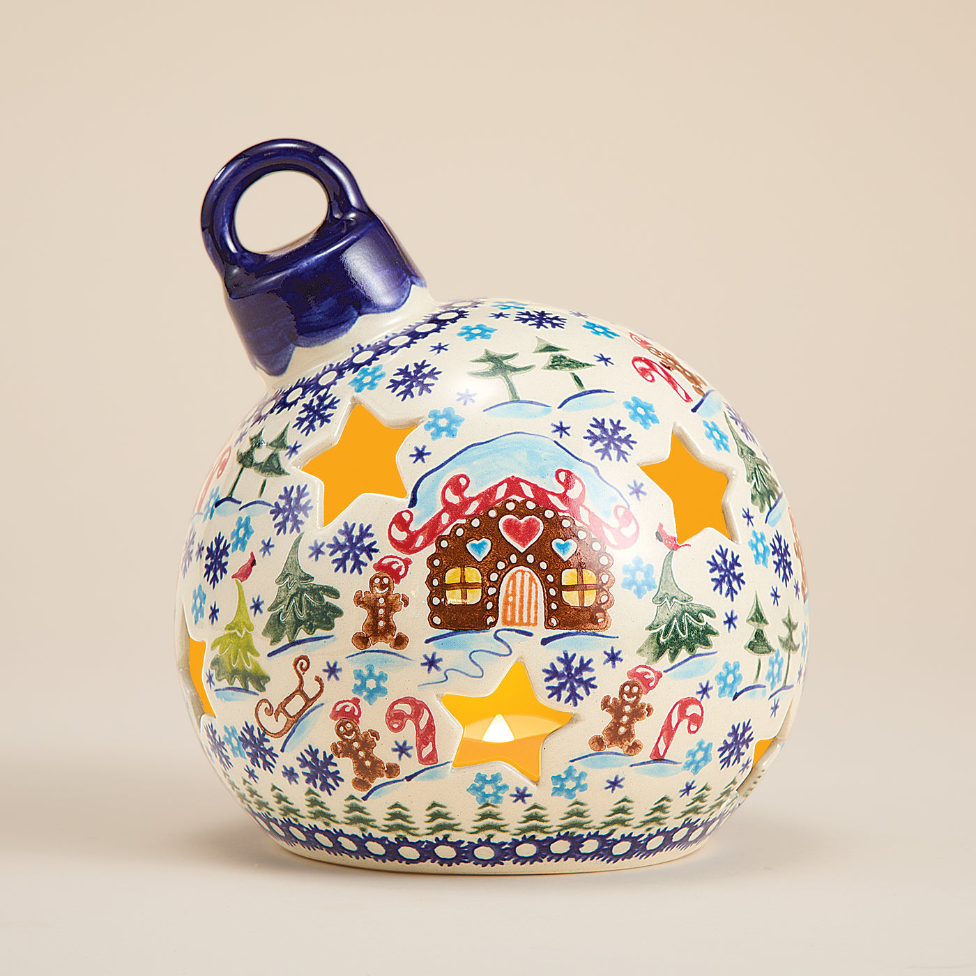 Polish Pottery Gingerbread Village Ornament Luminary