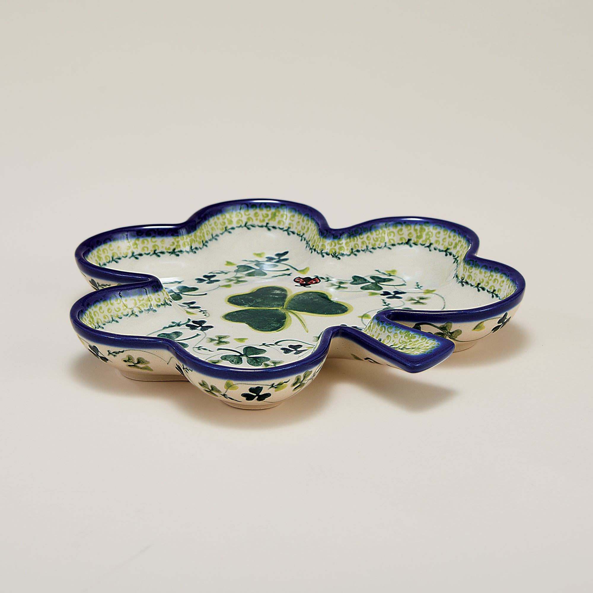 Polish Pottery Lucky Ladybug Clover Dish | Uno Alla Volta