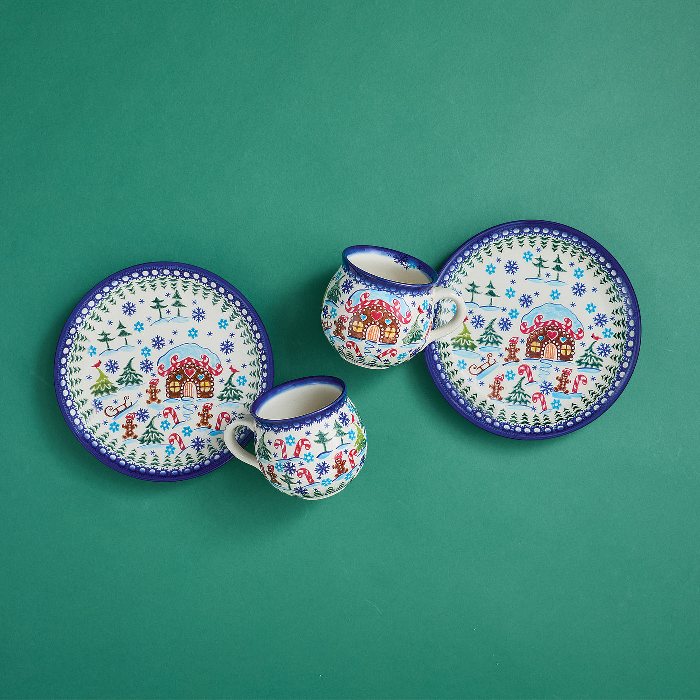 Polish Pottery Gingerbread Village Bubble Mug, 11oz.