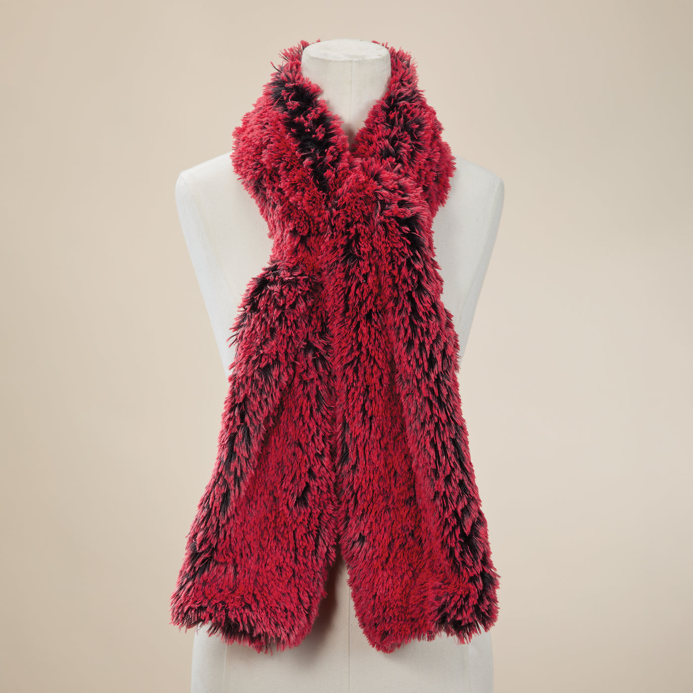 Cherry Red Faux Fur Scarf