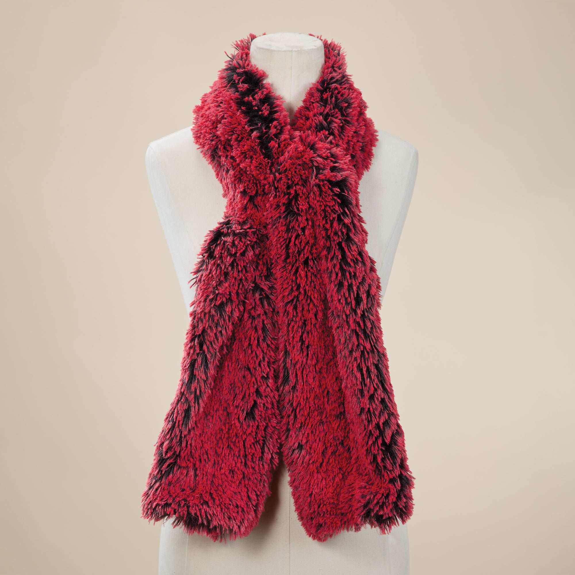 Cherry Red Faux Fur Scarf