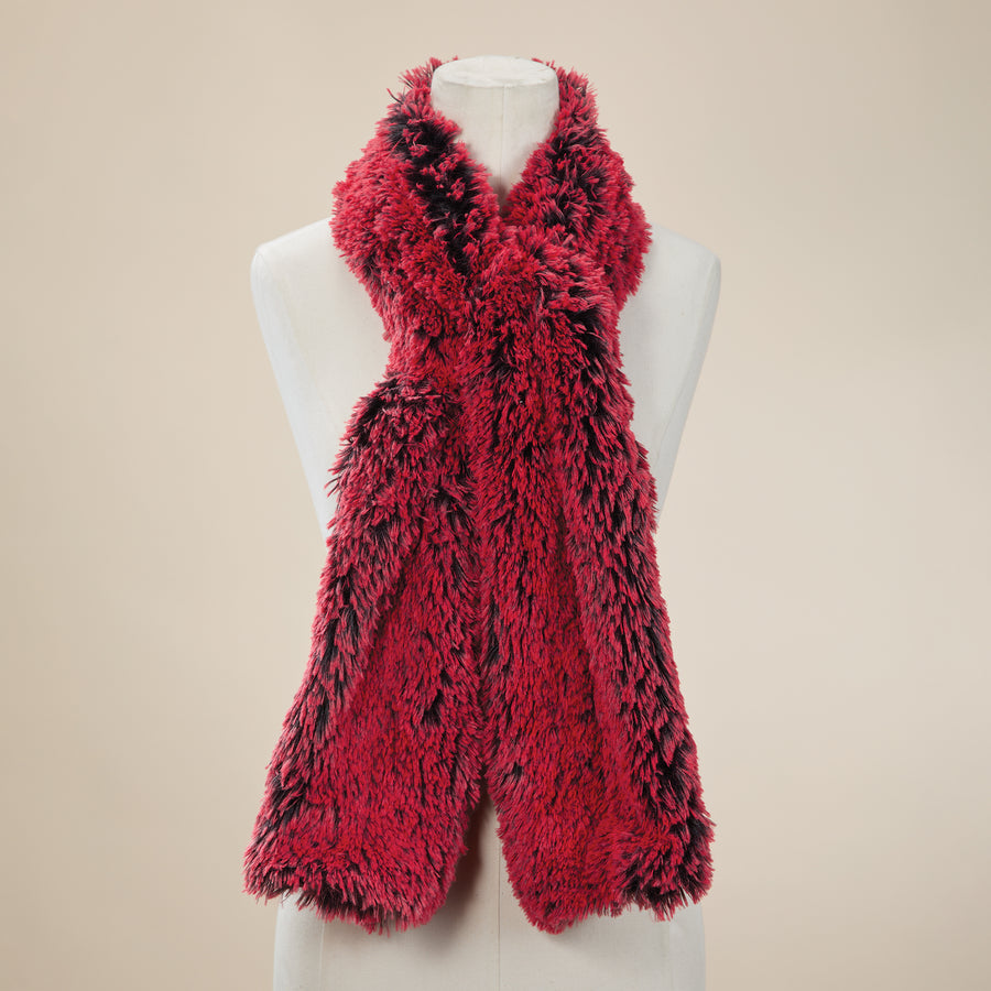 Cherry Red Faux Fur Scarf