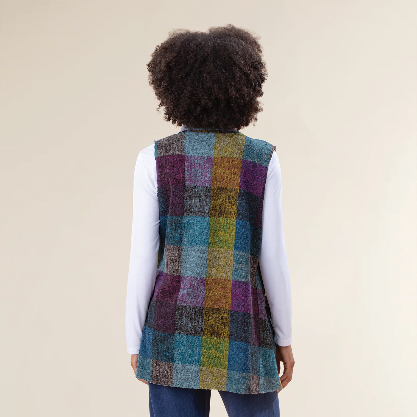 Cozy Jewel-Toned Plaid Open Front Vest