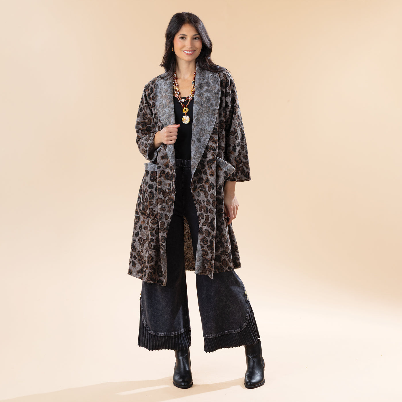 Charming Cheetah Open Front Jacket