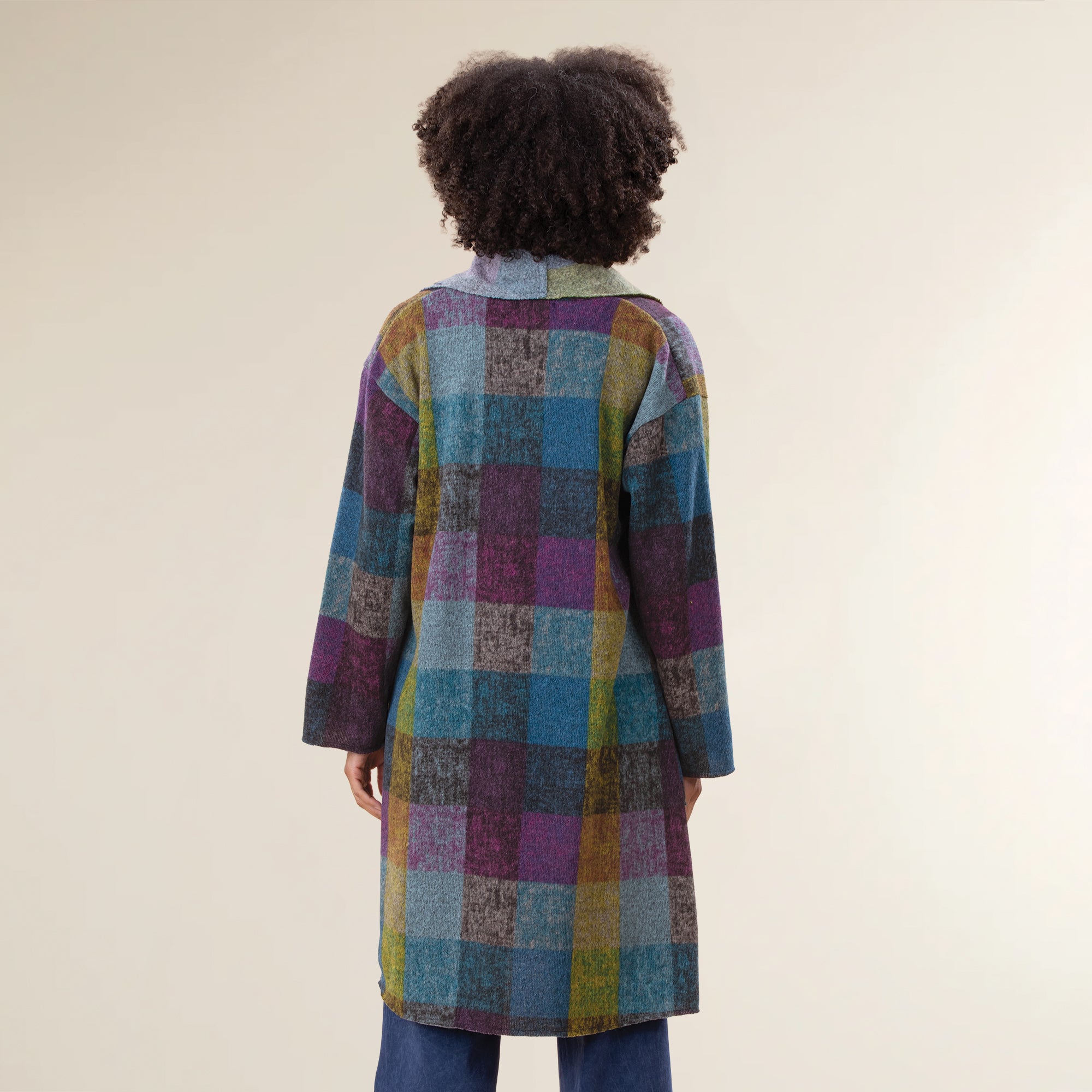 Cozy Jewel-Toned Plaid Open Front Jacket
