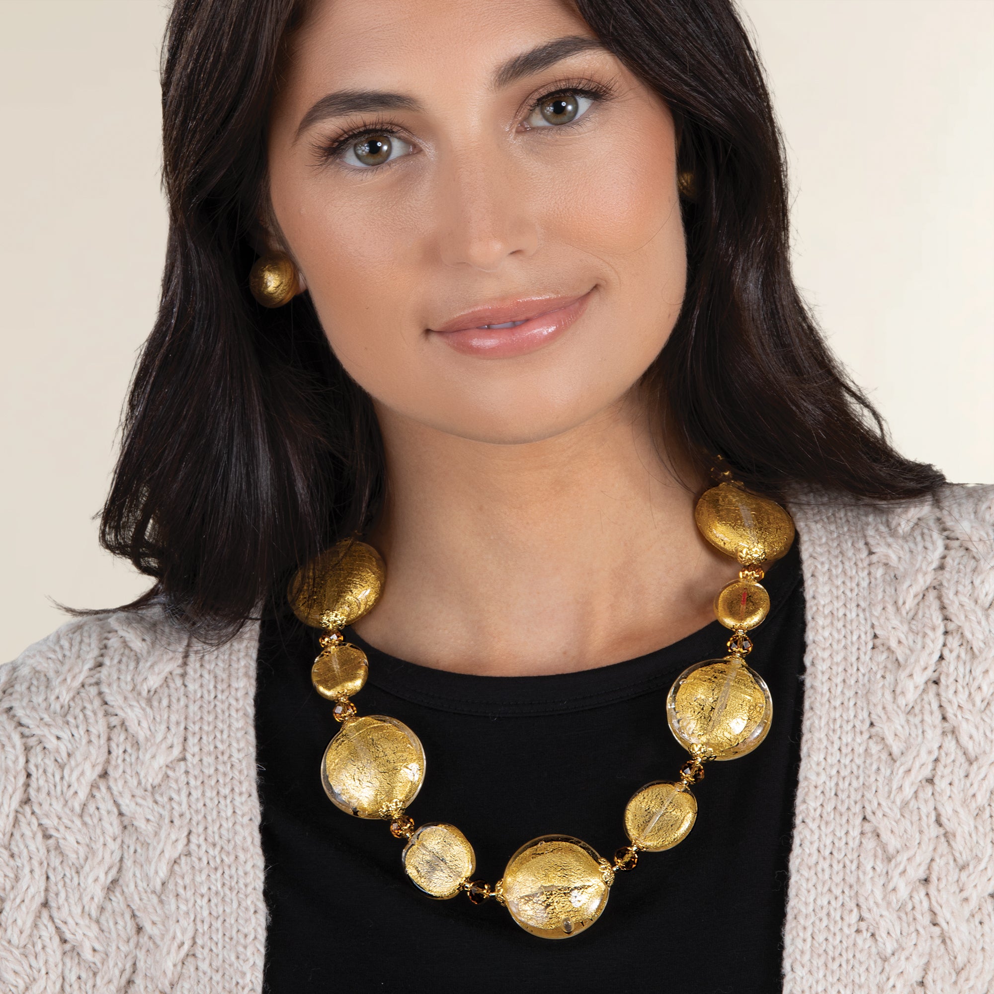 Murano Glass Cerchi Dorati Statement Necklace