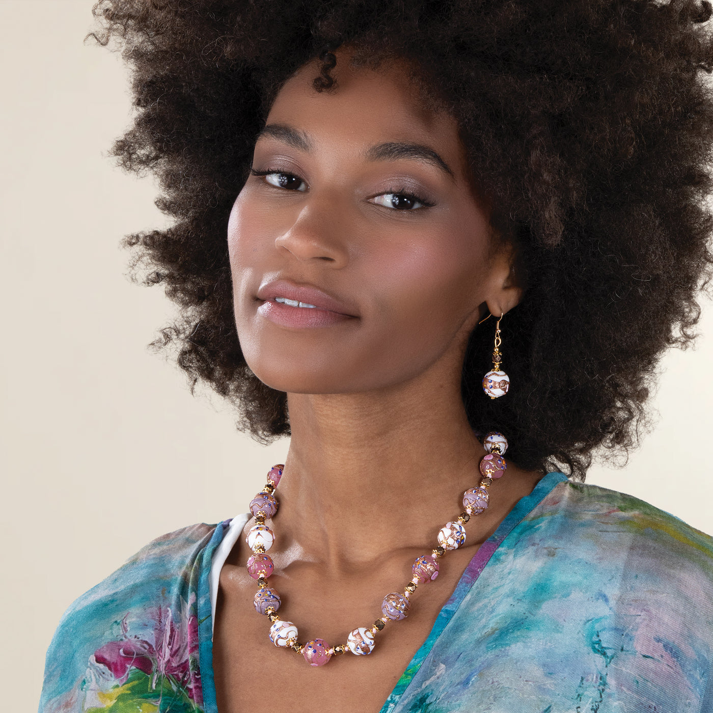 Murano Glass Chic & Shimmering Pink & Purple Earrings (Preorder)