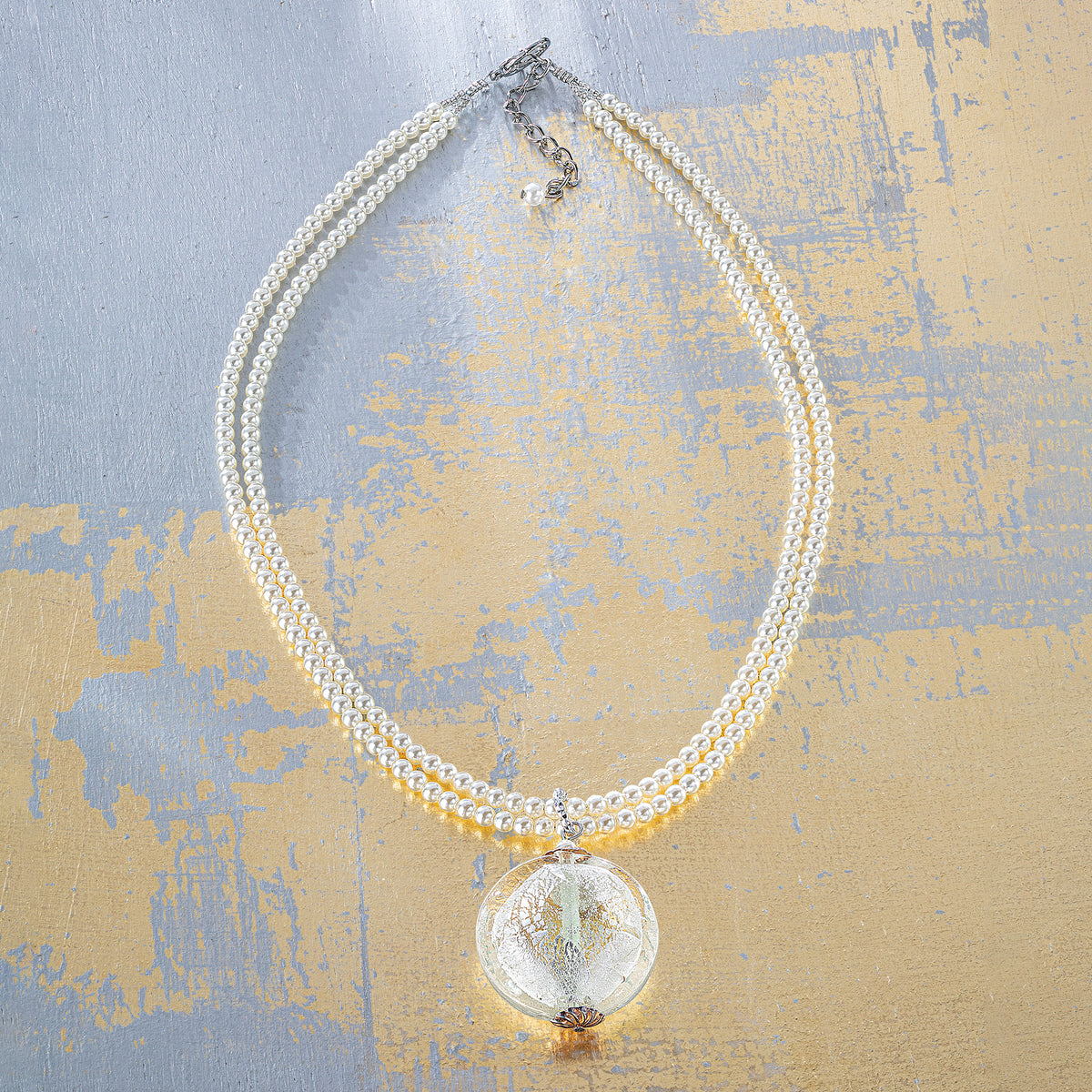 Murano Glass Double Strand Pearl & Pendant Necklace (Preorder)