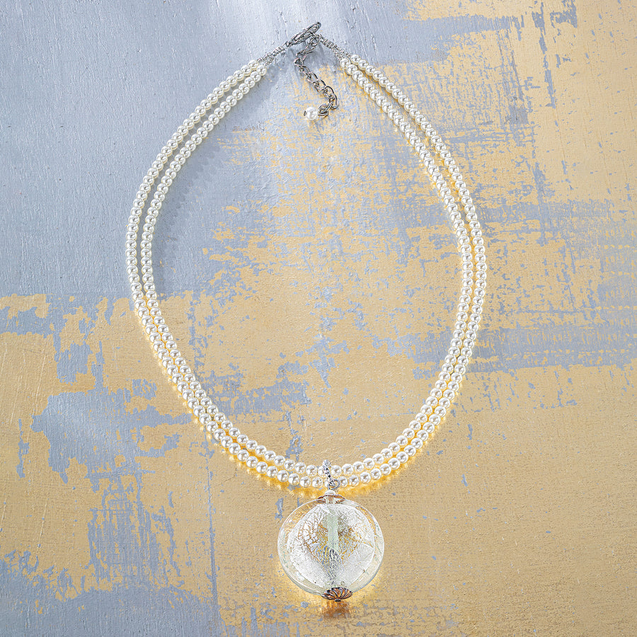 Murano Glass Double Strand Pearl & Pendant Necklace (Preorder)